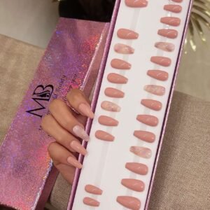 light pink nude medium coffin with pink marble