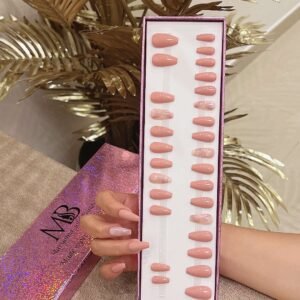 light pink nude medium coffin with pink marble