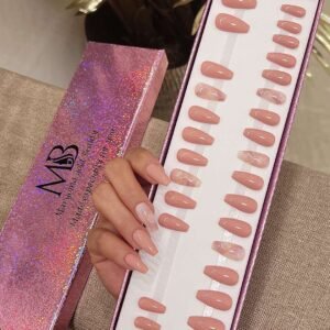 light pink nude medium coffin with pink marble