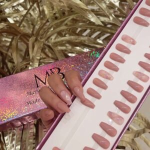 light nude medium coffin with marble nail art