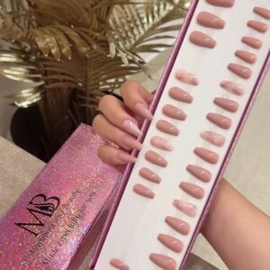 light nude medium coffin with marble nail art