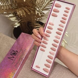 light nude medium coffin with marble nail art