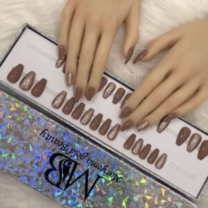 medium coffin brown nude with rose gold