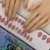 pink nude short sharp with pink holographic and ombre
