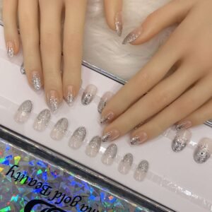 sliver short sharp ombre with skin color base.