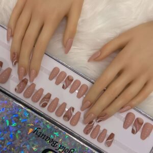 light nude medium coffin with nail art