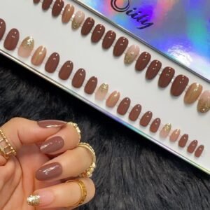 Copper Brown With Pink Gold Glitters