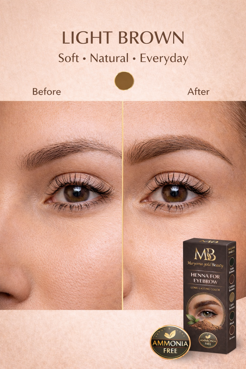 حنة حواجب بدرجة ( بني فاتح )